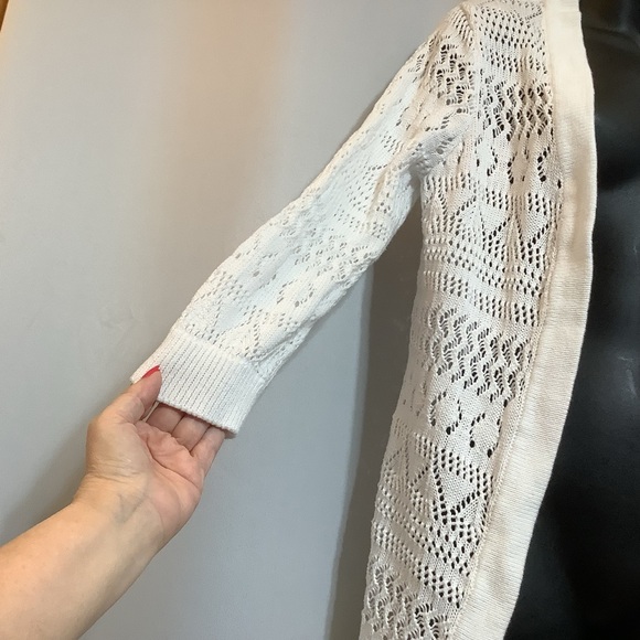Classic Editions Cardigan Women’s Size Medium Open Front Cotton White - Picture 2 of 10